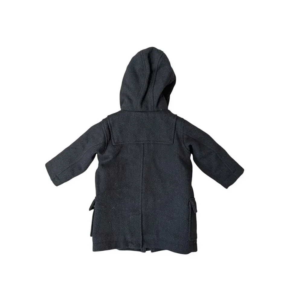 Kitestrings by Hartstrings Girls Navy Wool Blend Hooded Duffle Coat Jacket 18M